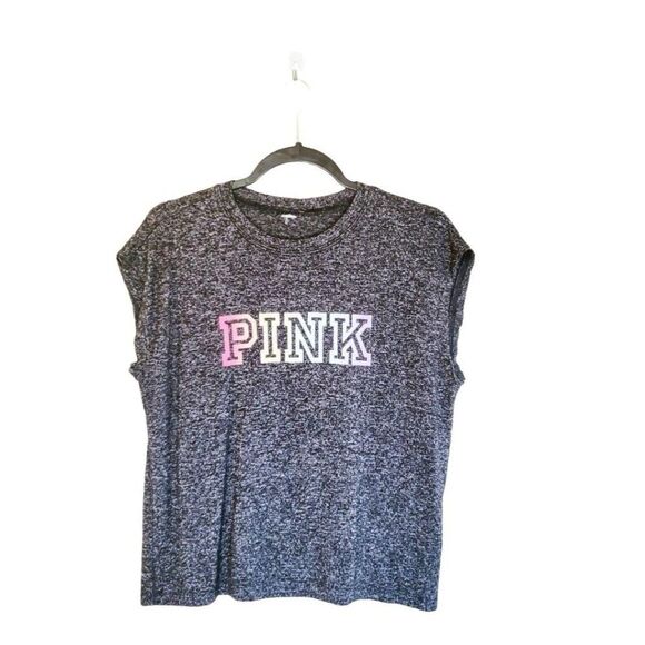 Pink Victoria's Secret Womens Top Grey M Sleeveless Heathered Crew Neck Active - Picture 1 of 3